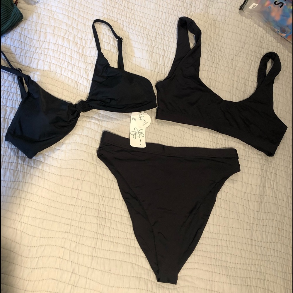 Black high waisted bikini with two tops